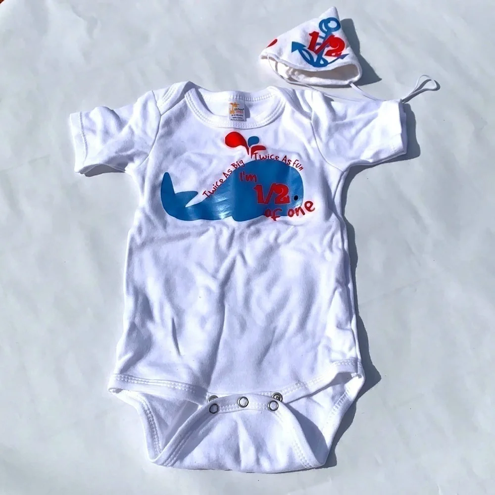 Twice as big twice is fine I’m half of 1 celebration Bodysuit hat 1/2 birthday
